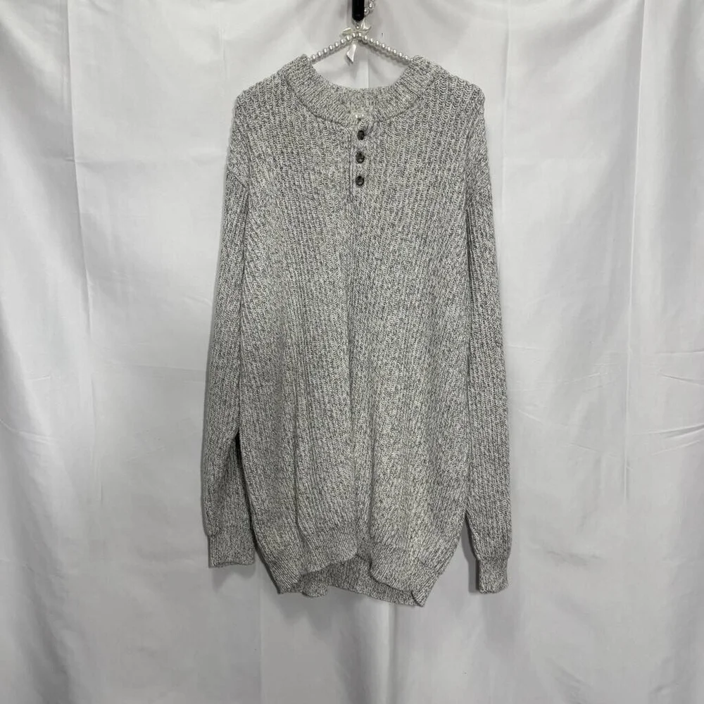 LL Bean Signature Henley Sweater Mens XXL-TALL Chunky Knit Casual Dad Preppy ￼